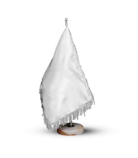 پرچم رومیزی سفید (پارچه، میله و پایه سنگی)